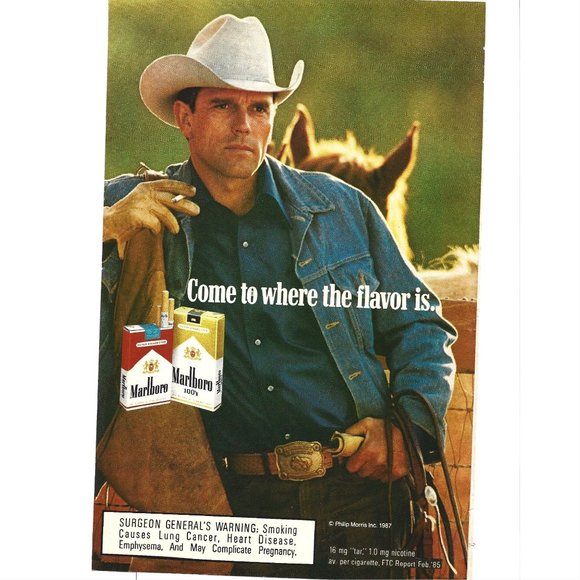 Marlboro Cowboy Horse Cigarette Ad 1980s Vintage Print Ad - Picture 1 of 2